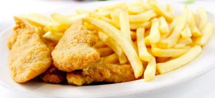 KIDS CHICKEN STRIPS WITH FRENCH FRIES