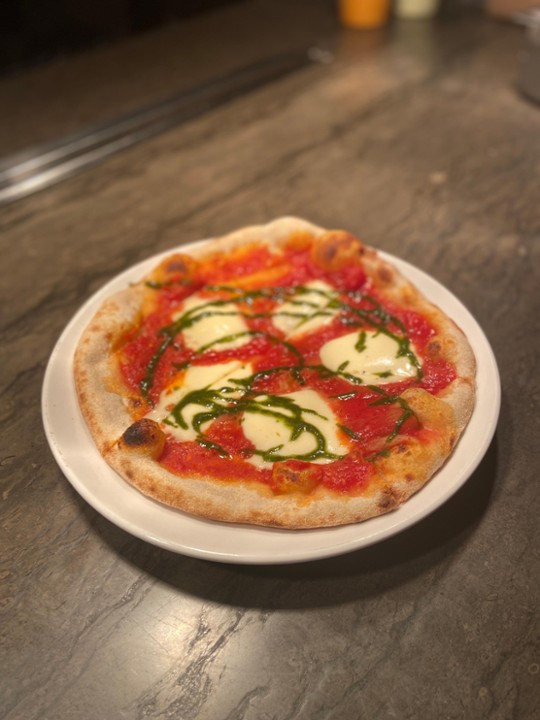 Tomato, Mozzarella, Basil Pesto  Pizza