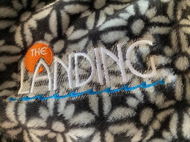 Blanket With Embroidered  Landing Logo - Grey Flowers