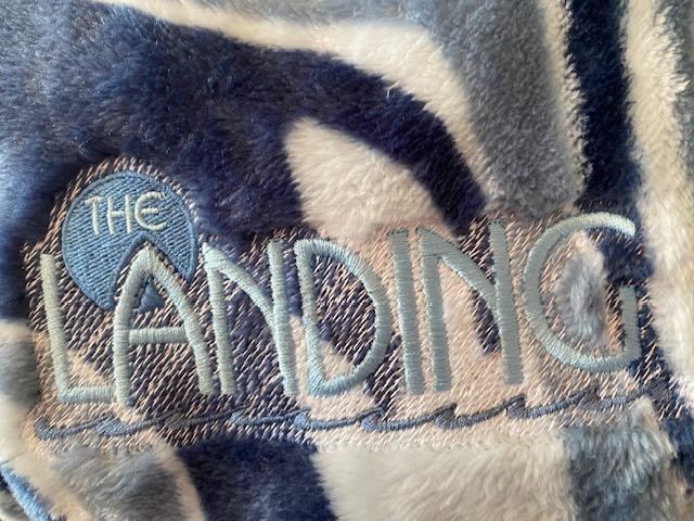 Blanket With Embroidered  Landing Logo - Blue/Light Blue Swirl