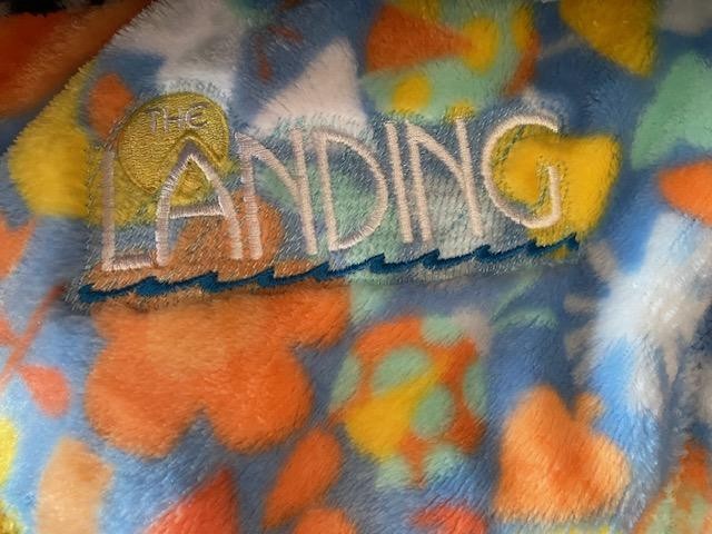 Blanket With Embroidered  Landing Logo - Aqua/White/Coral Tie Dye