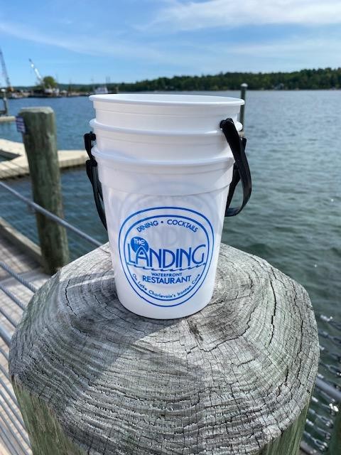 The Landing Buckets - White Buckets with Blue Landing Logo