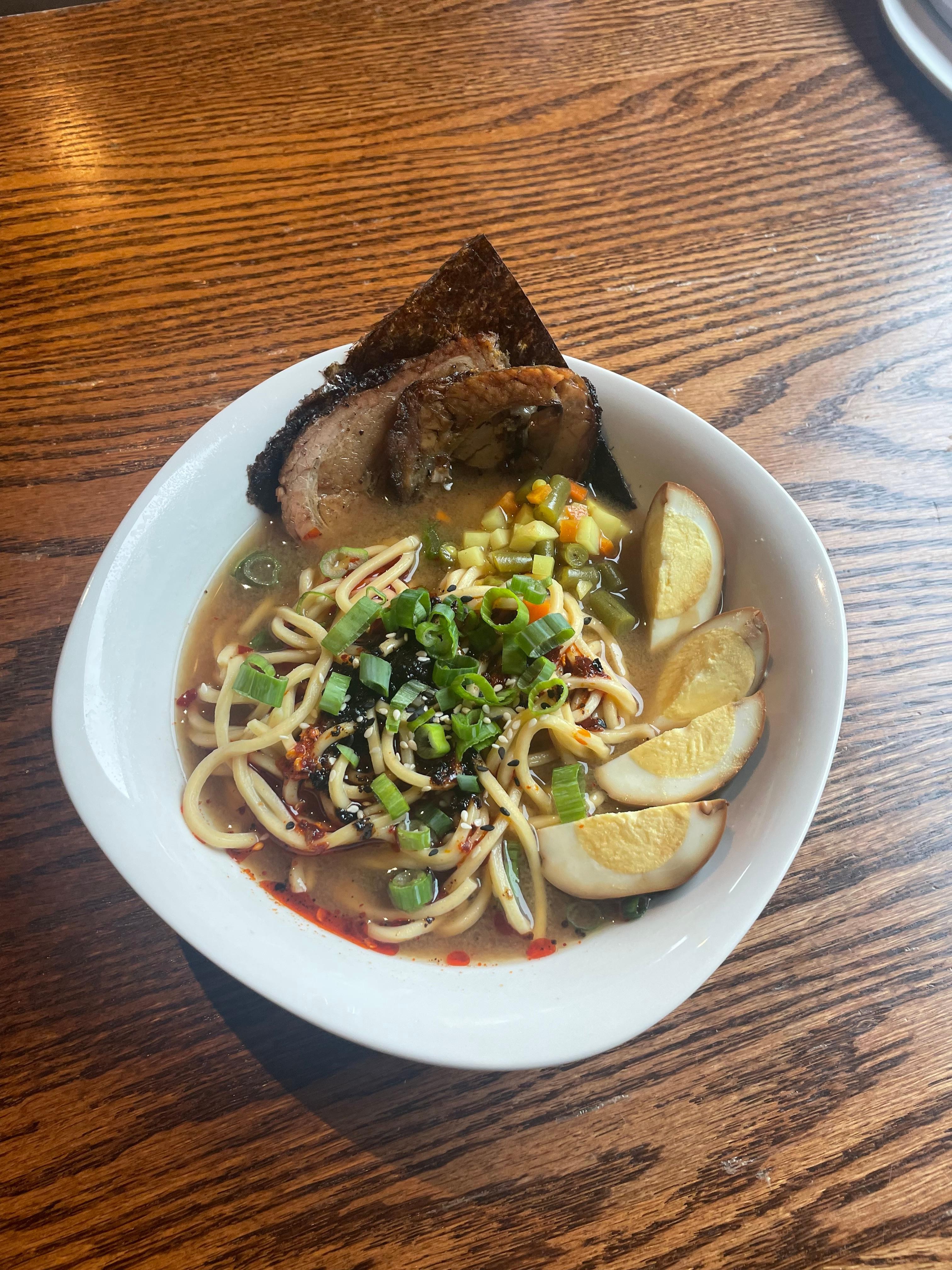 Spicy Miso Porchetta Noodle Soup