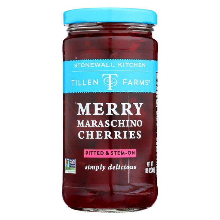 Tillen Farms Merry Maraschino Cherries Pitted & Stem on 13.5 Oz