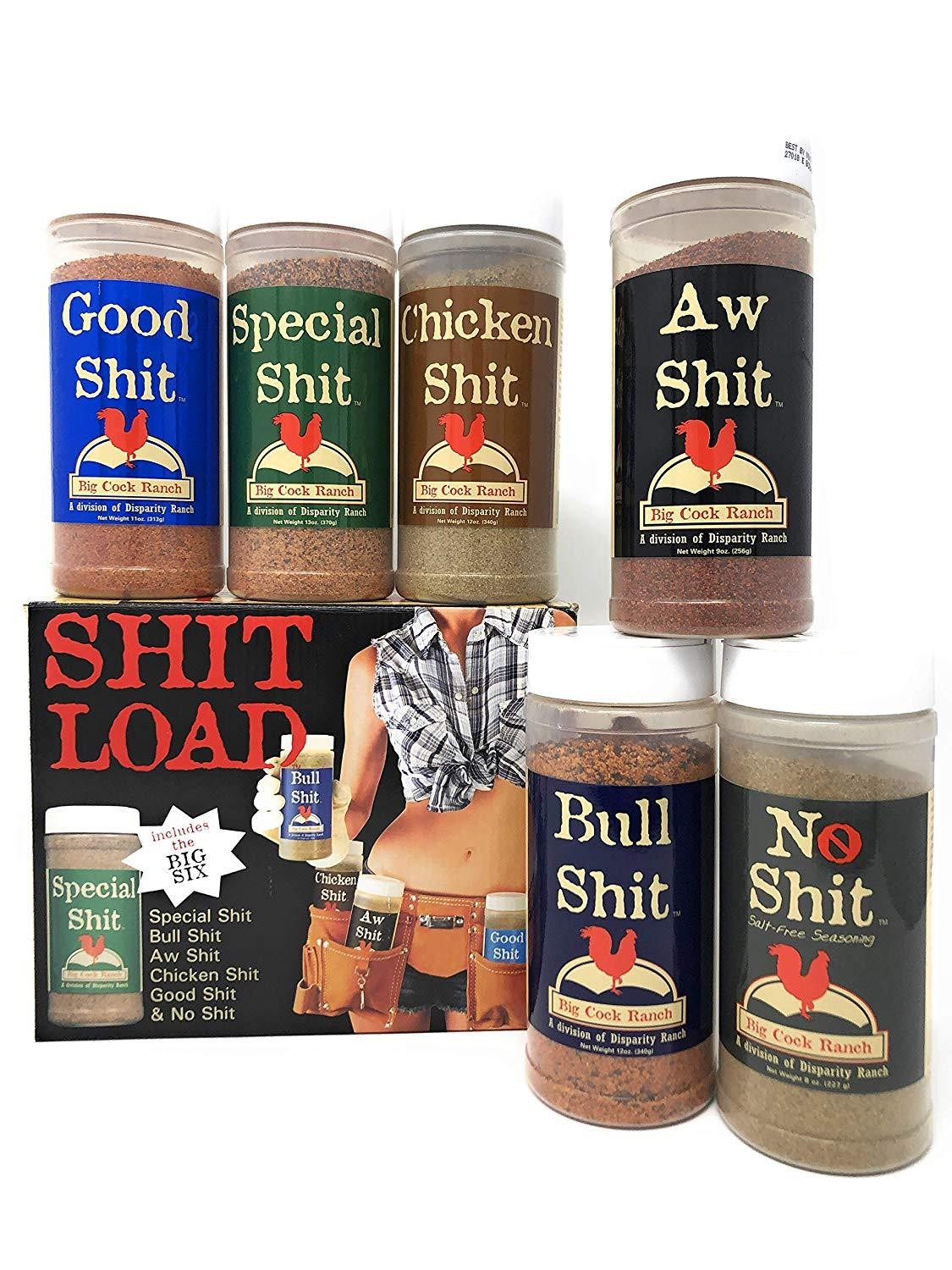 Shit Load Big 6 Sampler (Pack of 6 Seasonings with 1 Each of Bull, Special, Good, Aw, Chicken, and No)