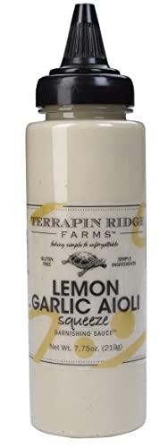 Terrapin Ridge Farms Gourmet Lemon Garlic Aioli Garnishing Squeeze for Sandwiches, Wraps, and Roasted Vegetables – One 7.75 Ounce Squeeze Bottle