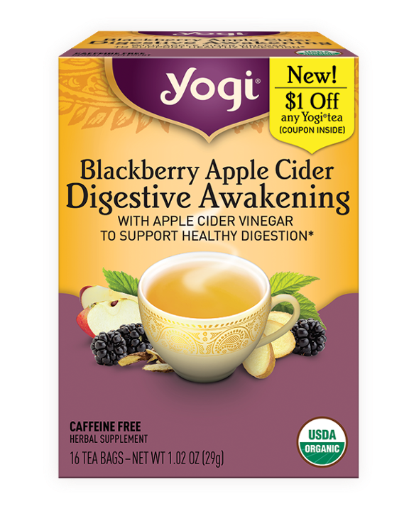 Yogi Blackberry Apple Cider Digestive Awakening  Herbal Tea 16 Bags
