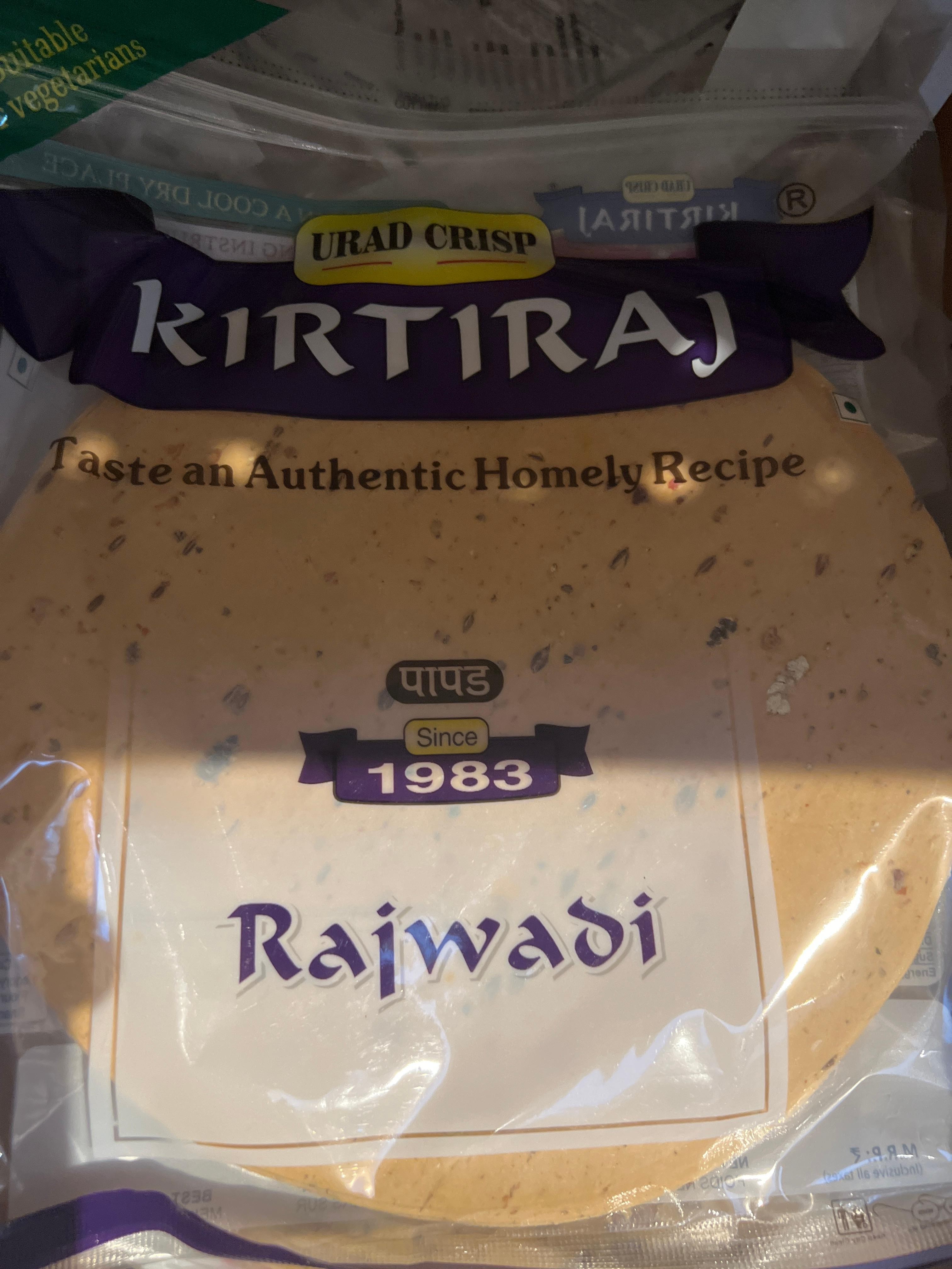 Kirtiraj Urad rajwadi Pappadum 200g