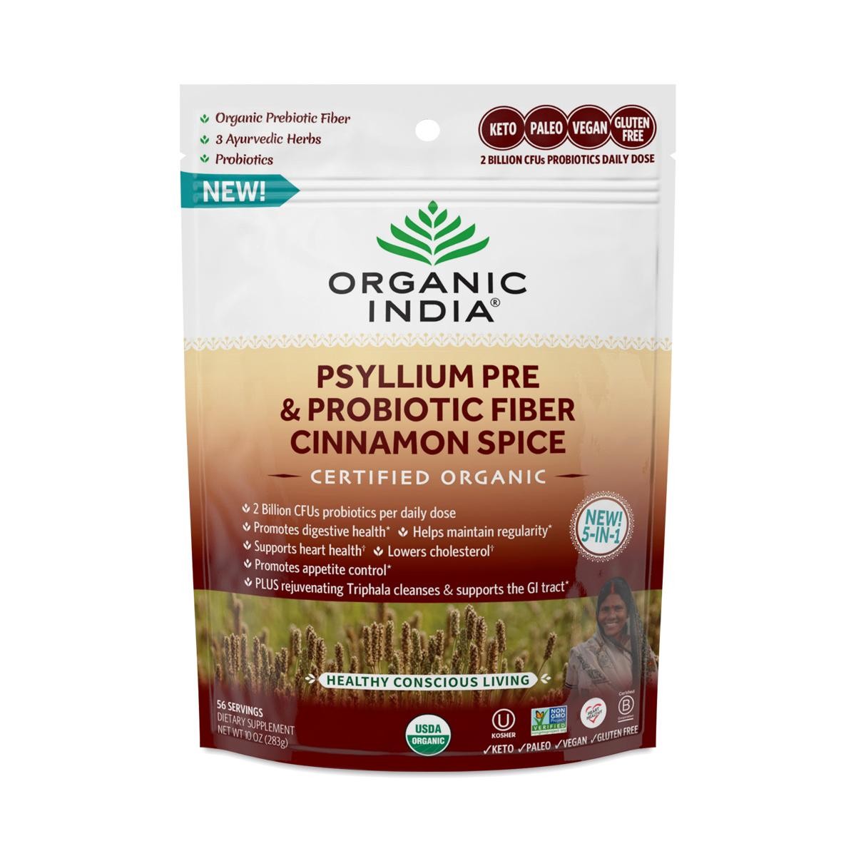 Organic India Psyllium Pre & Probiotic Fiber Cinnamon 10oz