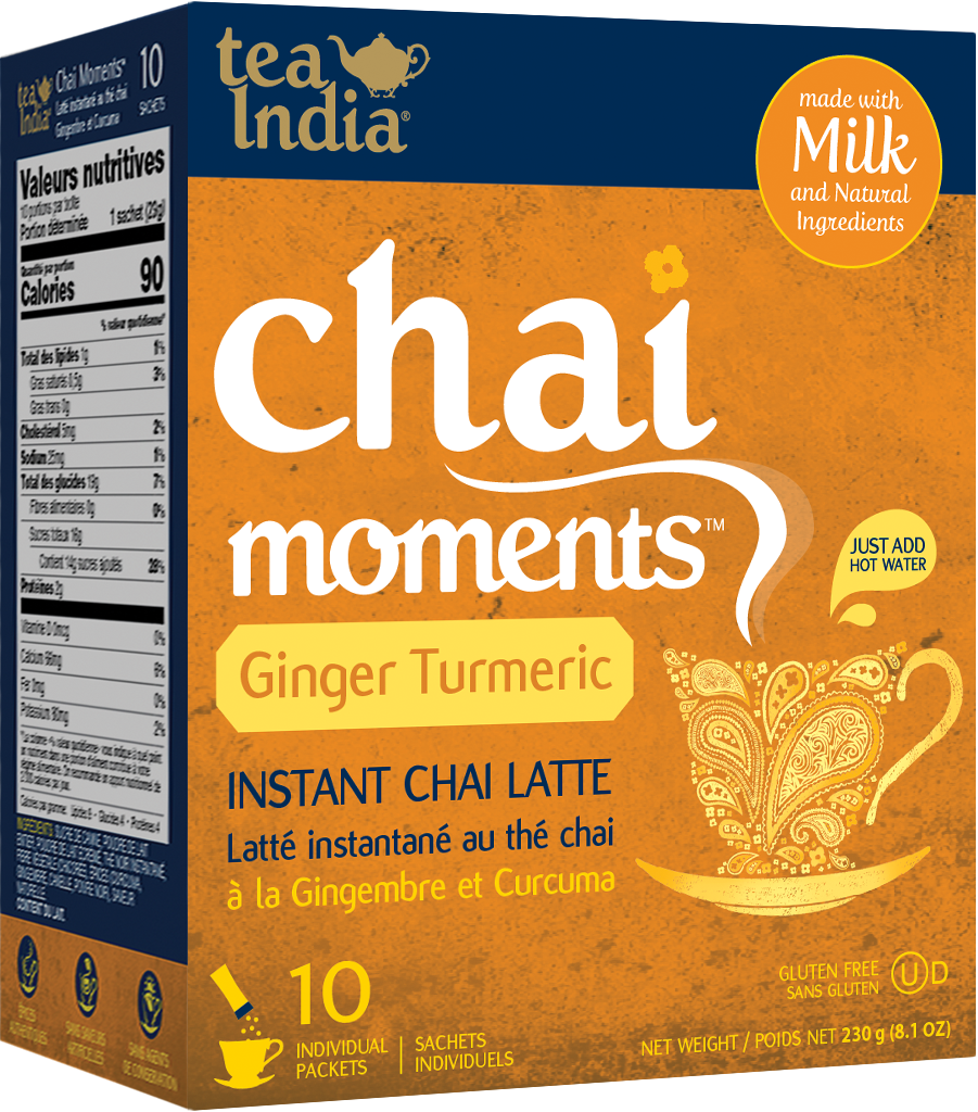 Tea India Ginger Turmeric Instant Chai Tea 10 Sachets