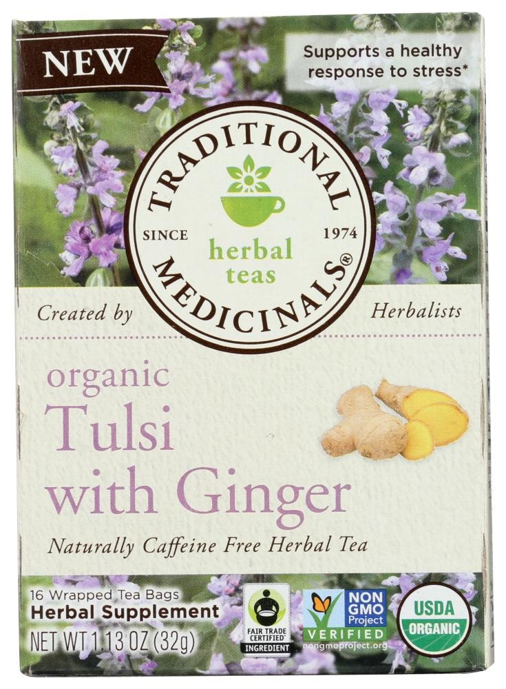 Organic Tea Tulsi with Ginger 16 Bags by Traditional Medicinals Teas