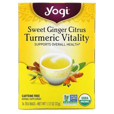 Yogi Organic Turmeric Vitality Tea Sweet Ginger Citrus 16 Bags