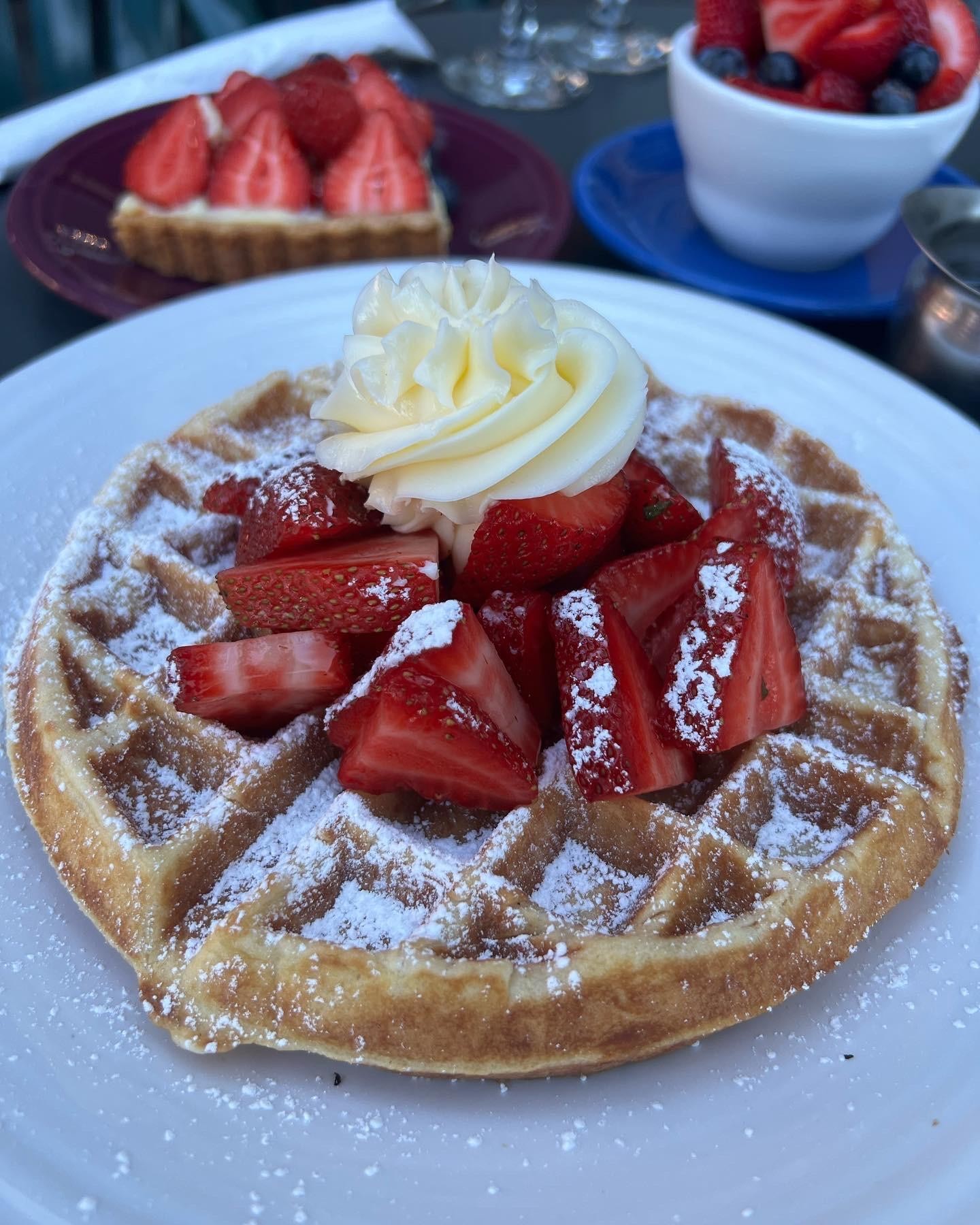 Waffle topped with Organic Strawberries