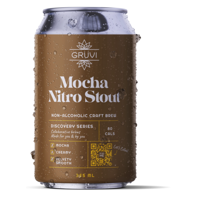 Grvi Gruvi Non-Alcoholic Mocha Nitro Stout Ale - Beer - 6x 12oz Cans