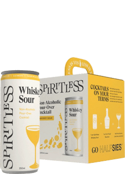 Spiritless Non-Alcoholic Whiskey Sour Pour-Over Cocktail Spirits - 4x 8.4oz Cans
