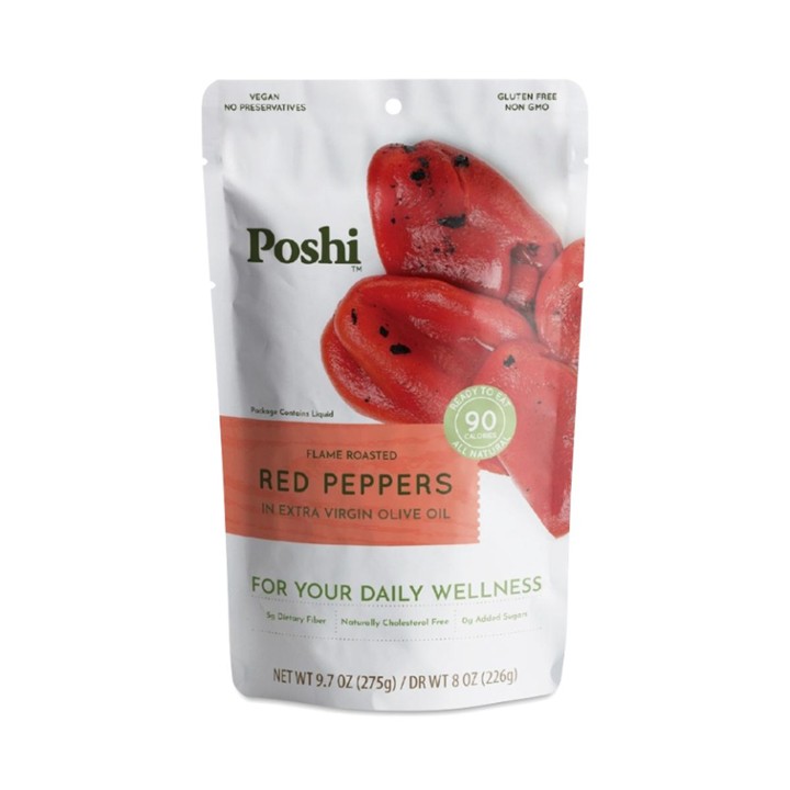 Poshi Roasted Red Peppers 8 Oz Pouch
