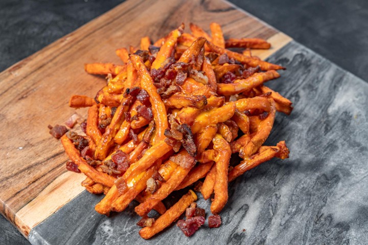 Sweet Potato Bacon Cheese Fries