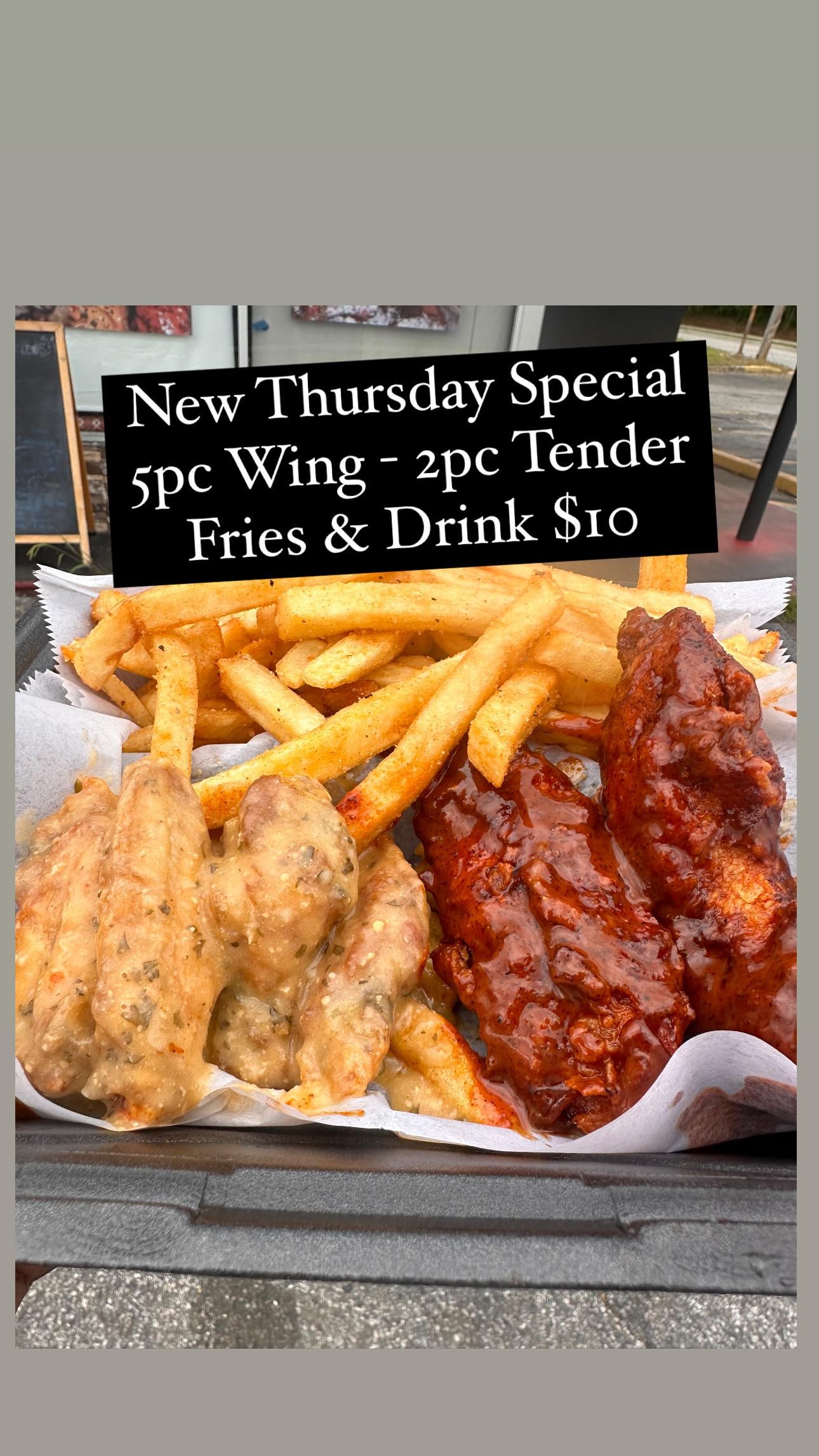 5pc Wing. 2pc Tender. Fries.