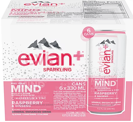Evian Sparkling Mineral enhanced (Raspberry & Ginsing)