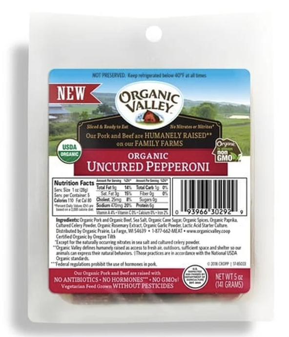 Organic Valley Organic Uncured Pepperoni - 5 Oz