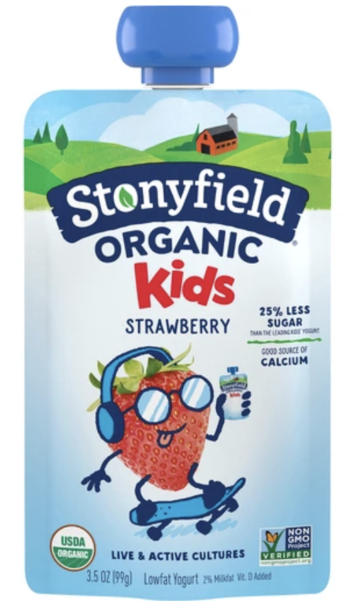 Stonyfield Organic Yogurt Pouch, Strawberry - 3.5 Fl Oz