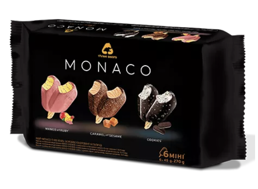 Three Bears Monaco Ice Cream Mini Bars Mango Caramel Cookie 6ct - 9.48 fl oz
