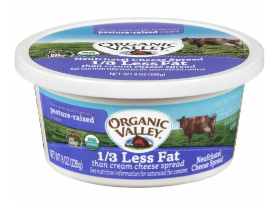 Organic Valley Neufchatel Cheese Spread 1/3 Less Fat - 8 oz