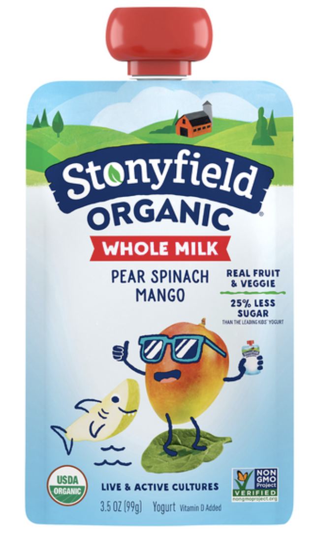 Stonyfield Organic Yogurt Pouch, Pear Spinach Mango - 3.5 Fl Oz