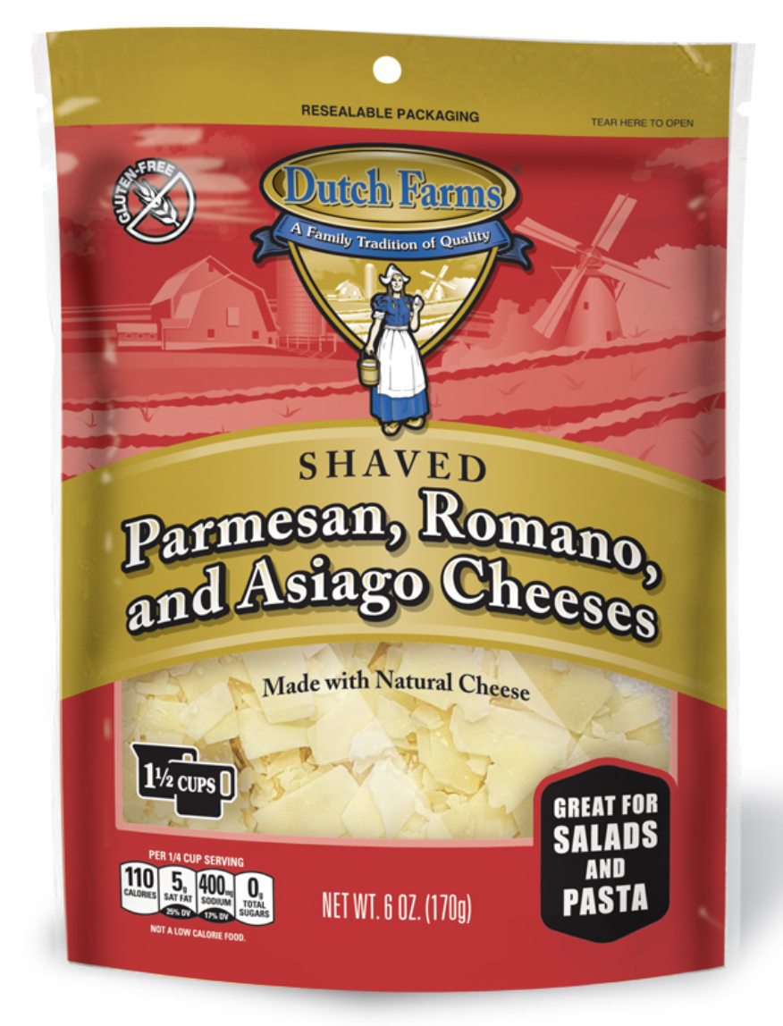 Dutch Farms Shaved Parmesan, Romano & Asiago Cheese - 6 oz