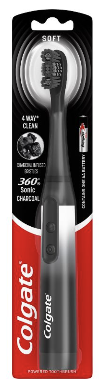 Colgate 360 Floss Tip Sonic Powered Battery Toothbrush Charcoal