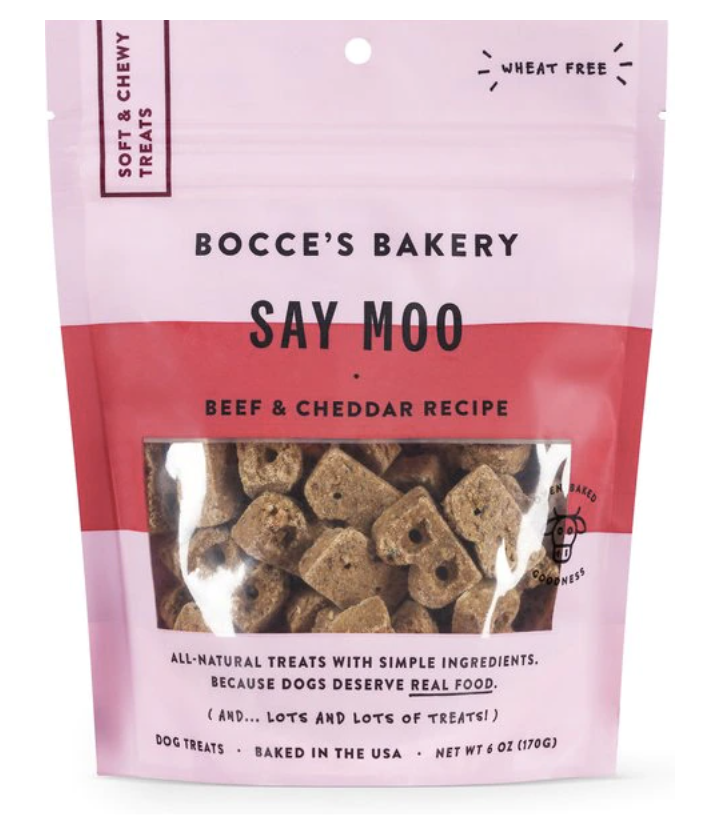 Bocce's Bakery Say Moo Soft & Chewy Dog Treats Beef & Cheddar Recipe - 6 Oz