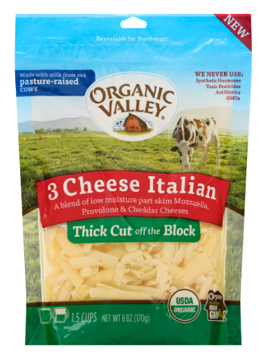 Organic Valley Thick Cut Off The Block 3 Cheese Italian Cheese - 6 oz