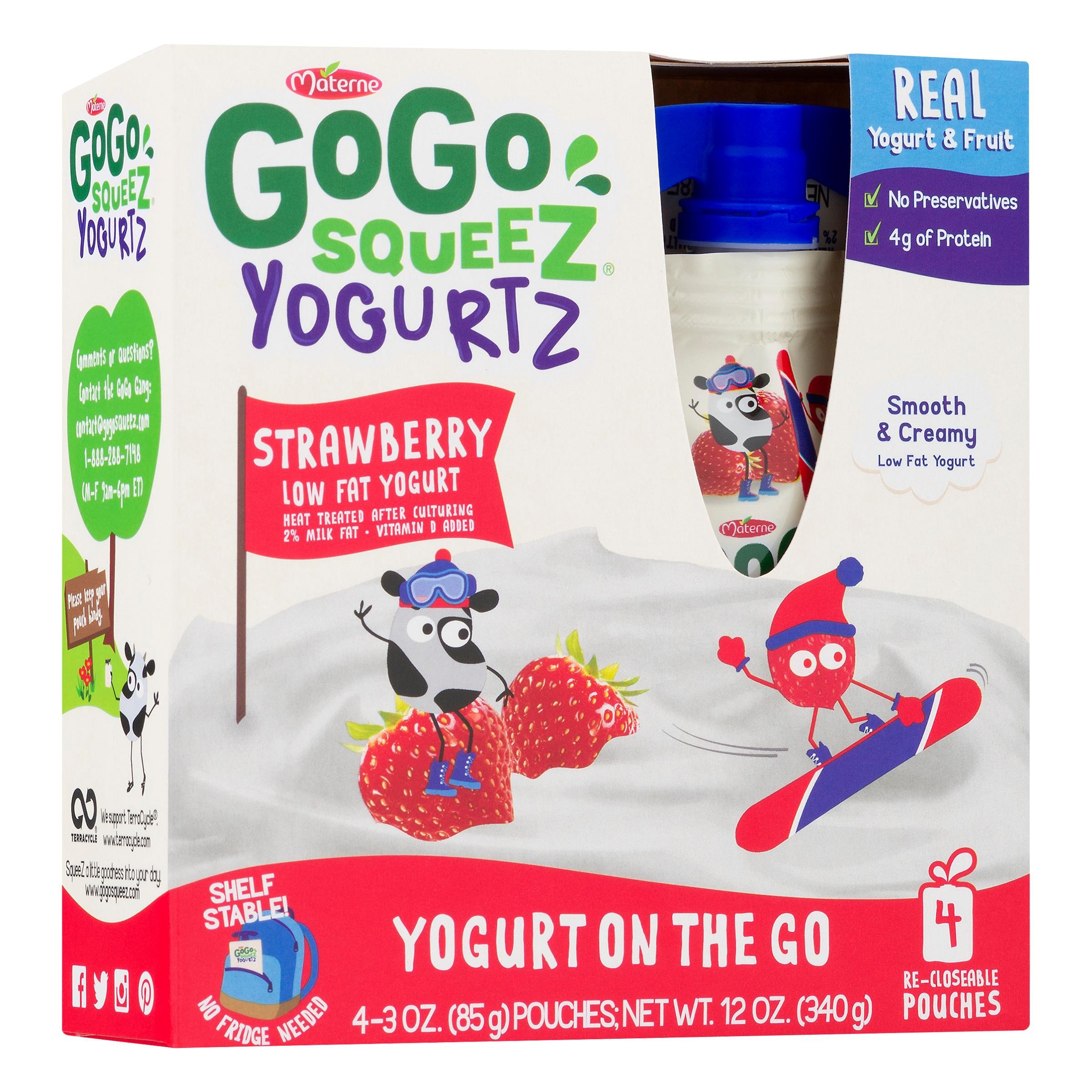 Materne GoGo Squeeze Low Fat Strawberry Yogurt  On The Go 4-3oz