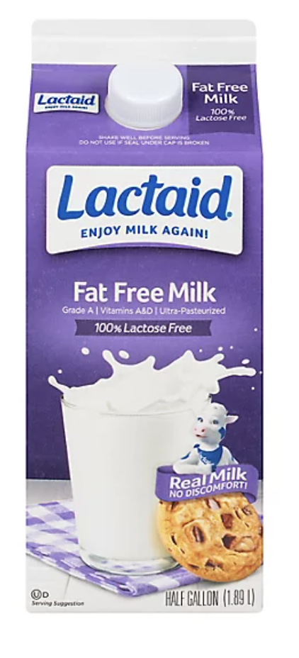 Lactaid Fat Free Milk Lactose Free - 0.5 Gal
