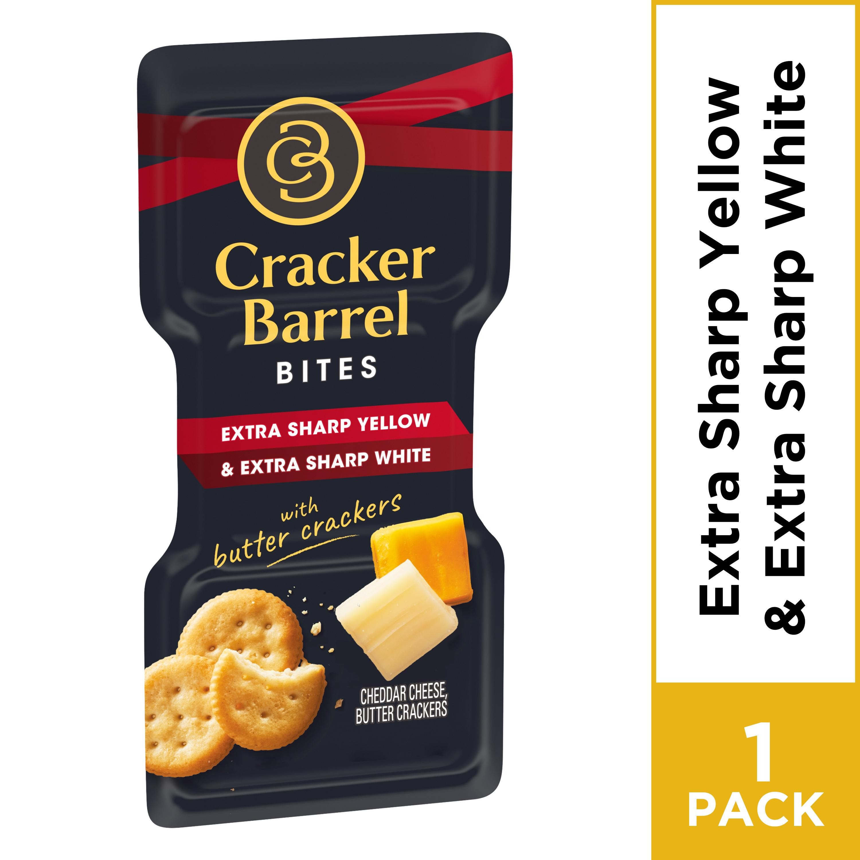 Cracker Barrel Bites, Extra Sharp White & Yellow Cheddar Cheese With Crackers - 1.58 Oz