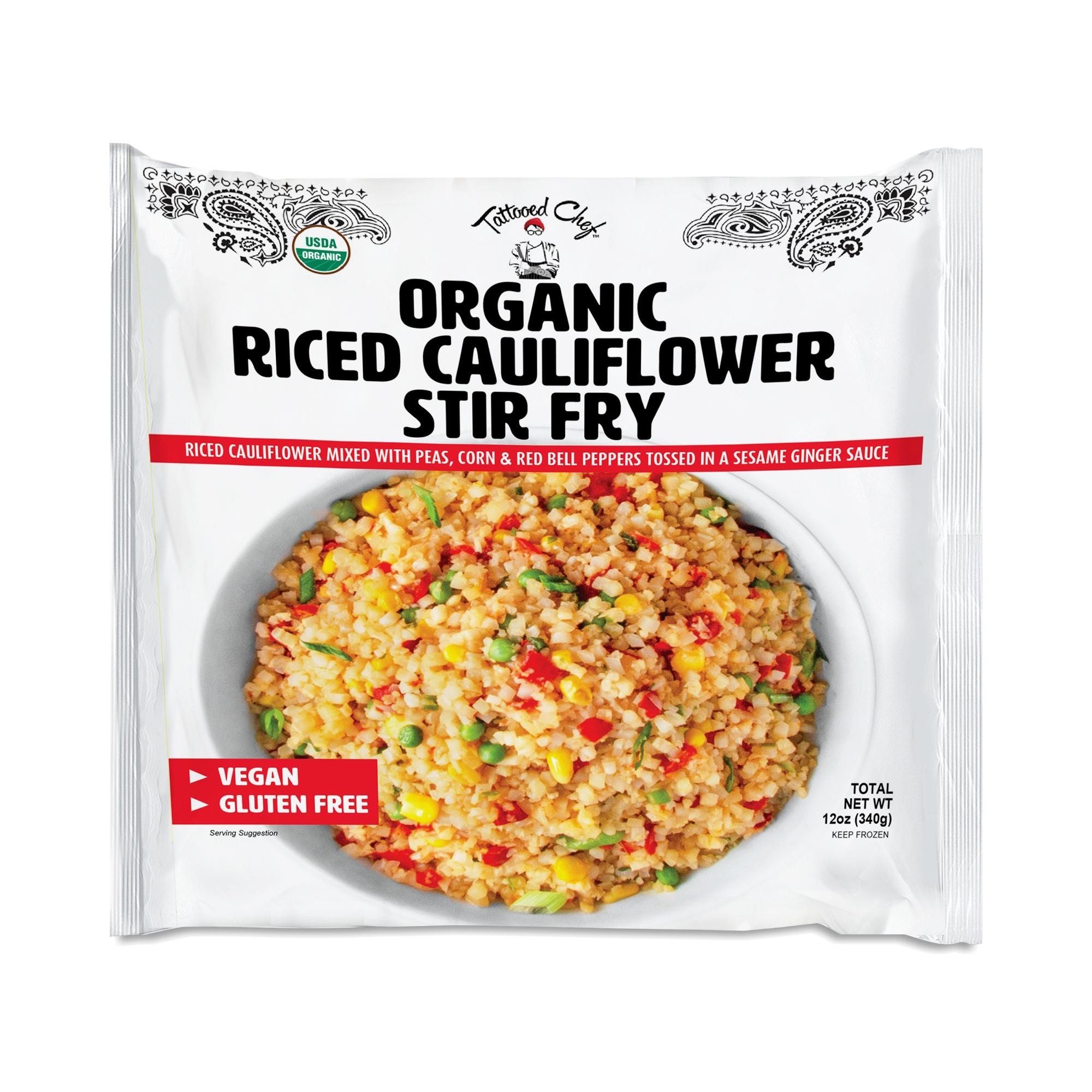 Tattooed Chef Organic Riced Cauliflower Stir Fry Gluten Free Vegan - 12 oz