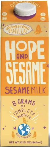 Hope and Sesame Sesame Milk, Unsweetened Vanilla - 32 Fl Oz