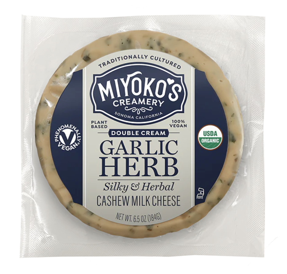 Miyoko's Organic Cashew Milk Cheese Garlic Herb Kosher Gluten Free Vegan - 6.5 Oz