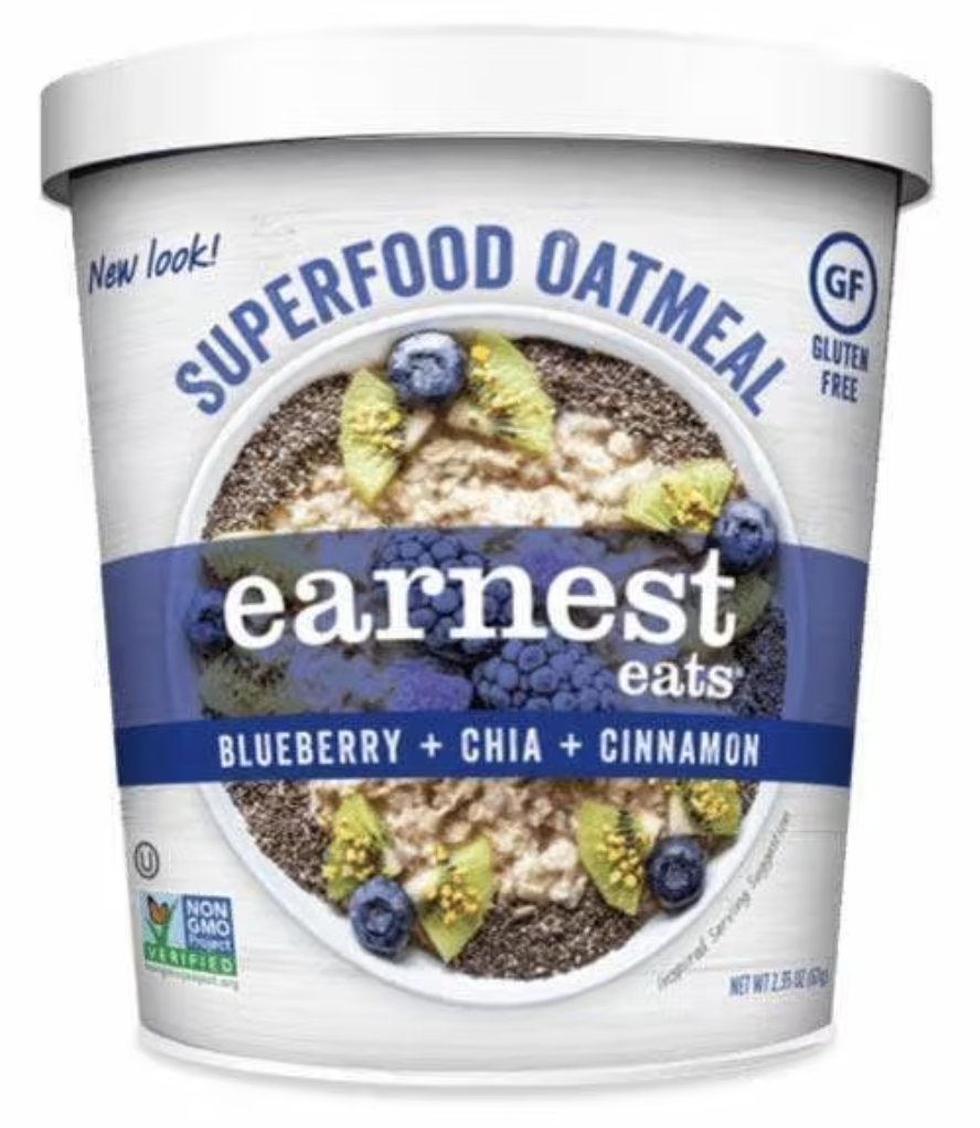 Earnest Gluten Free Blueberry Chia Superfood Oatmeal Cup - 2.1 Oz