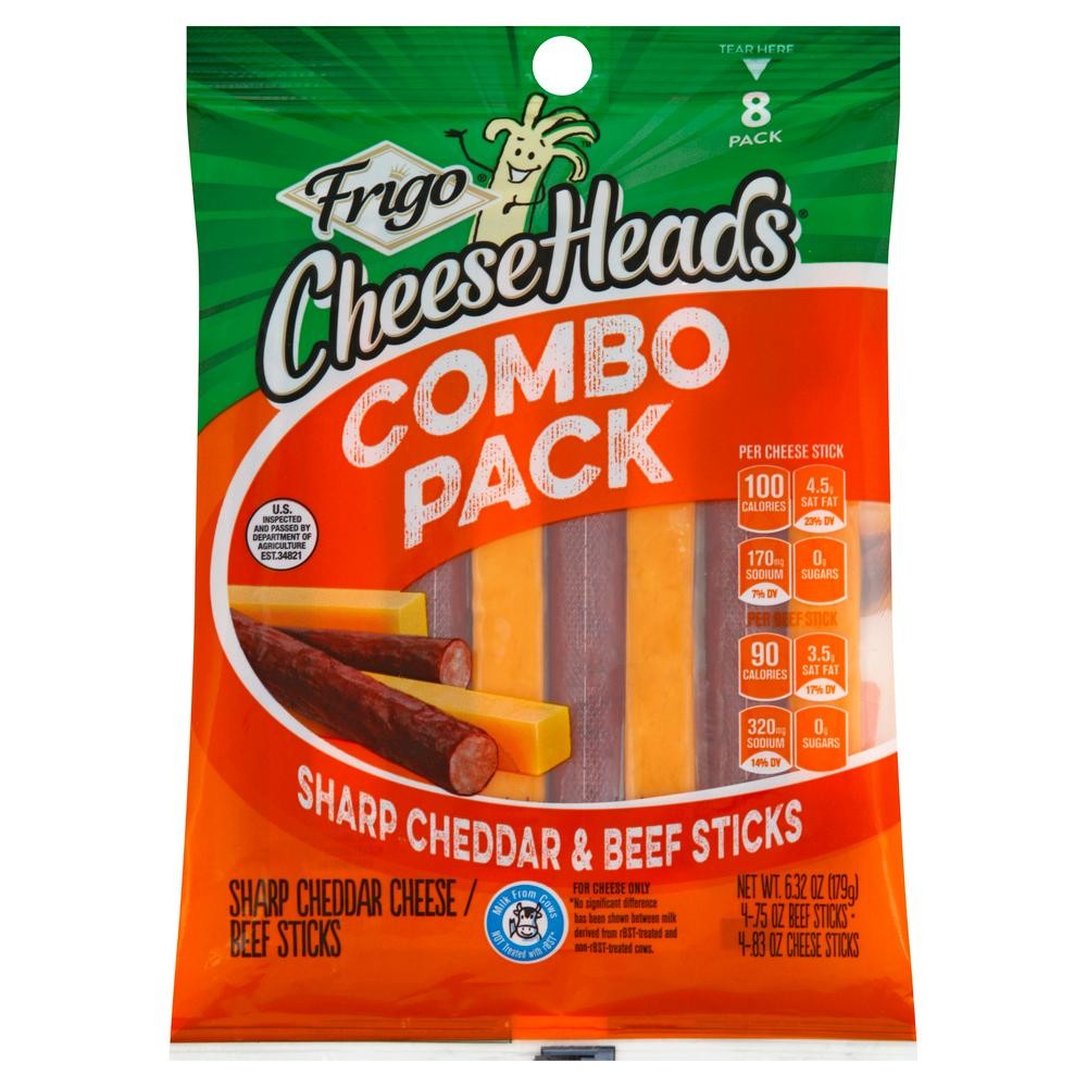 Frigo, Cheese Heads Combo Pack, Sharp Cheddar & Beef Sticks - 7 Oz