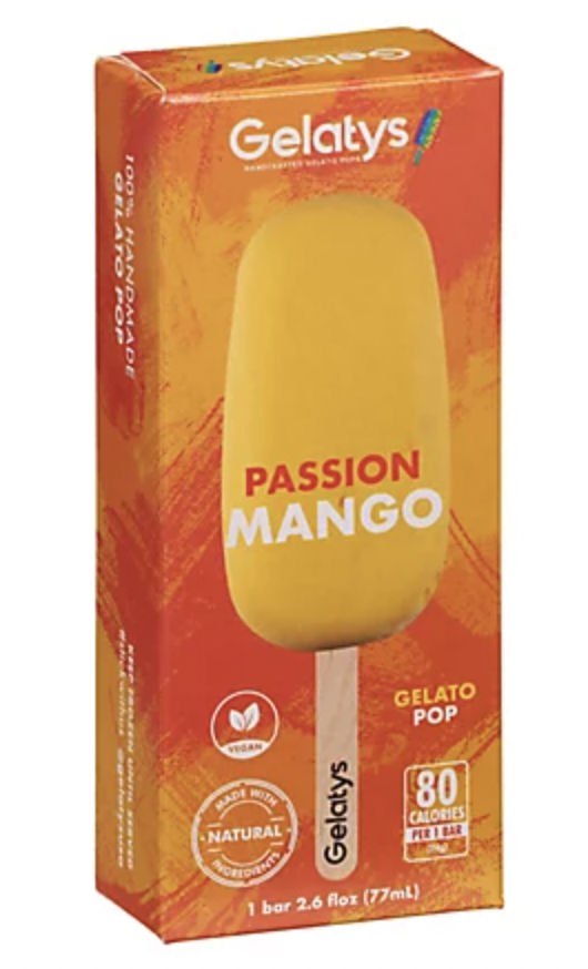 Gelatys Passion Mango Gelato Pop Vegan - 2.6 fl oz
