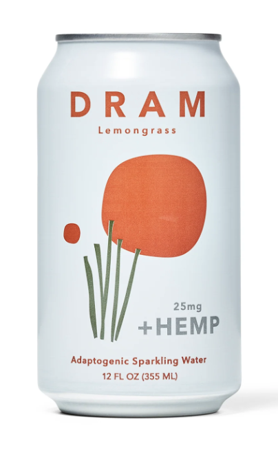 Dram Adaptogenic Sparkling Water 25mg CBD, Lemongrass - 12 Fl Oz
