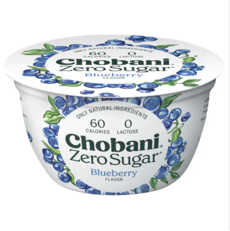 Chobani All Natural Blueberry Yogurt Zero Sugar Lactose Free Gluten Free - 5.3 Oz