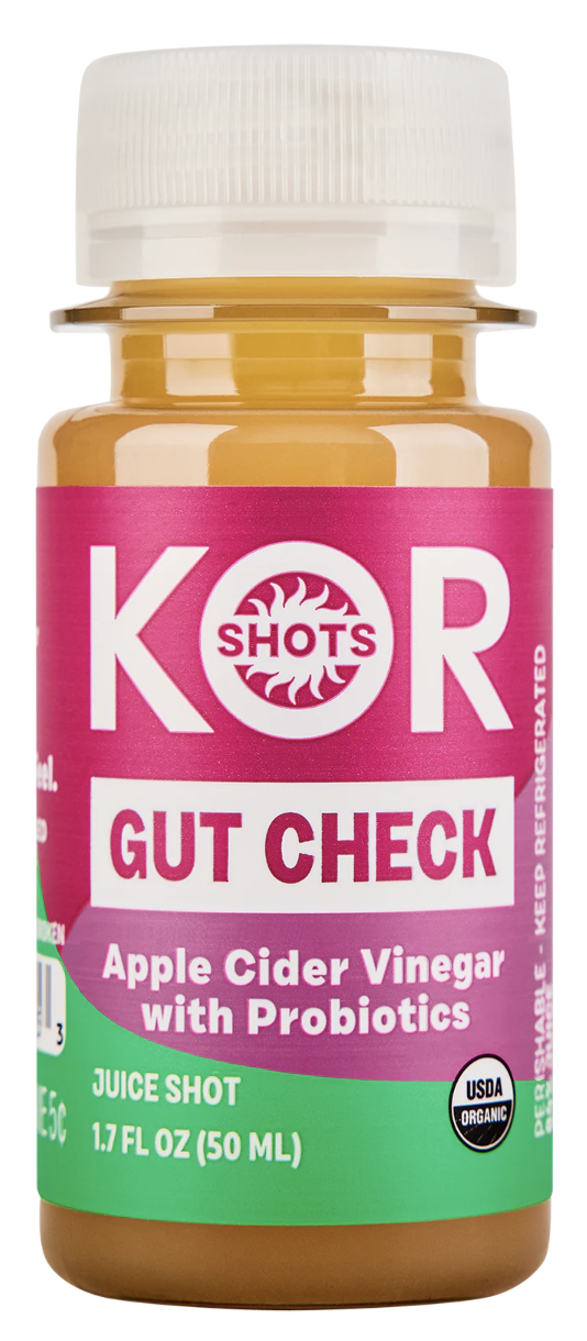 KOR Shots Gut Check Juice Shot, Apple Cider Vinegar with Probiotic - 1.7 Fl Oz