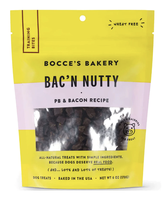Bocce's Bakery Bac' N Nutty Dog Treats Training Bites PB & Bacon Recipe - 6 Oz
