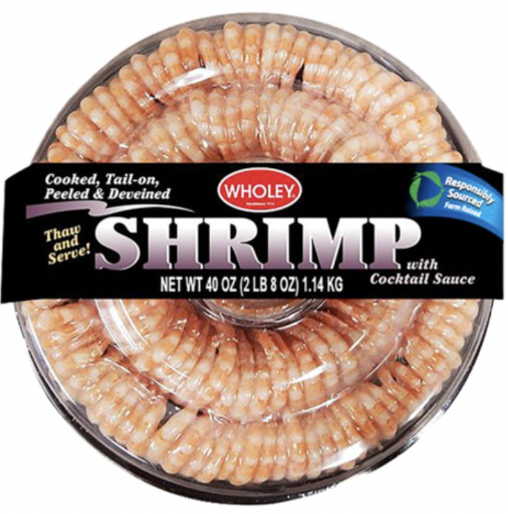 Wholey Cooked Shrimp Peeled Deveined Tail-On with Cocktail Sauce - 40 Oz