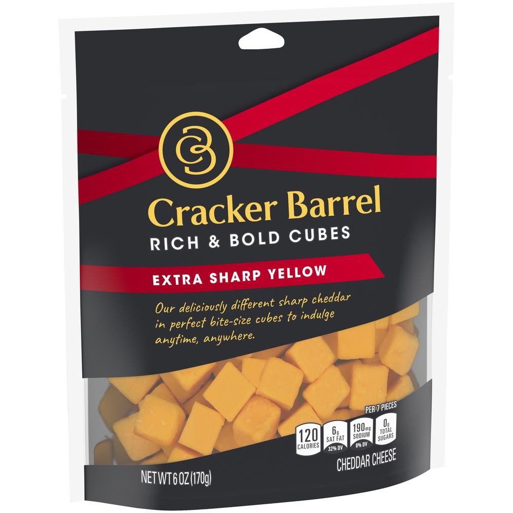 Cracker Barrel Extra Sharp Yellow Cheddar Cheese Cubes - 6 Oz