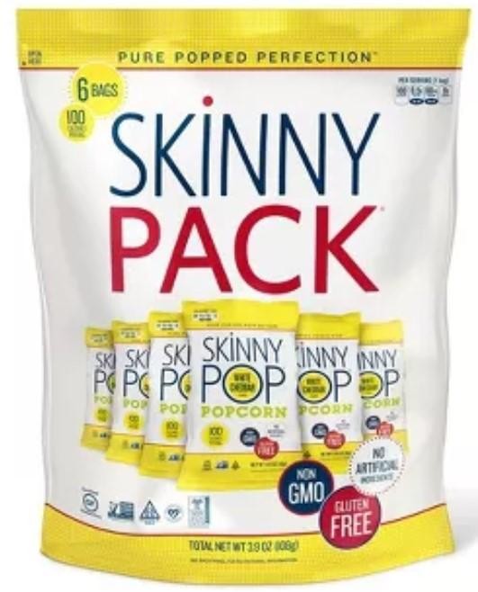 Skinny Pop Gluten Free White Cheddar Popcorn Skinny Pack 6 - 0.65 Oz