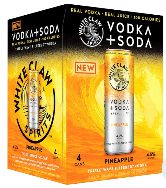 White Claw Vodka Soda, Pineapple, 4 pk - 12 Oz Can
