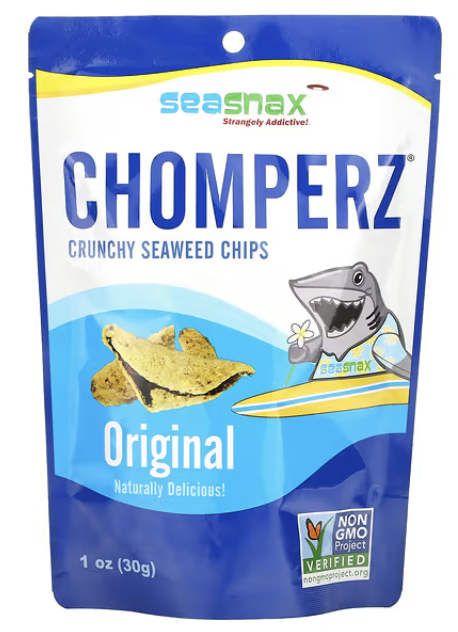 SeaSnax Chomperz Crunchy Seaweed Chips, Original -  1 oz